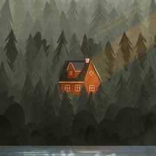 Схема вышивки «Домик в лесу»