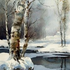 Схема вышивки «зимний лес»