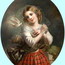 Схема вышивки «Girl with doves»