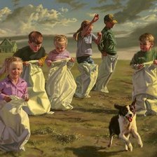 Схема вышивки «бег в мешках худ.боб байерли»