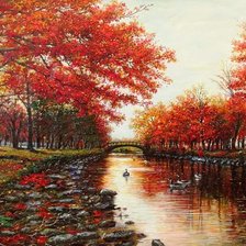 Схема вышивки «Парковый пруд»