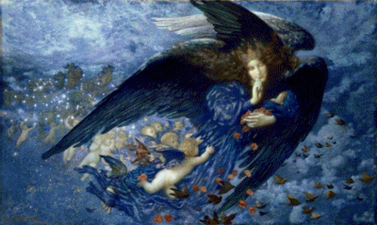 Ночь со шлейфом звёзд. - сюжетные, гобелен, ангелы, галерея - предпросмотр