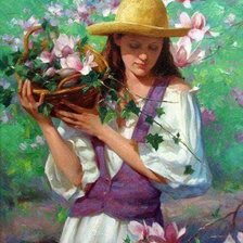 Схема вышивки «Menina,com cesta de flores.»