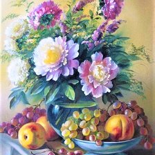 Схема вышивки «Пионы и виноград»