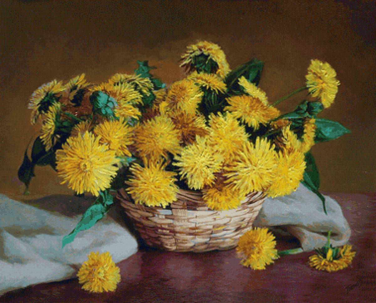 Cesta com flores. - flores. - предпросмотр