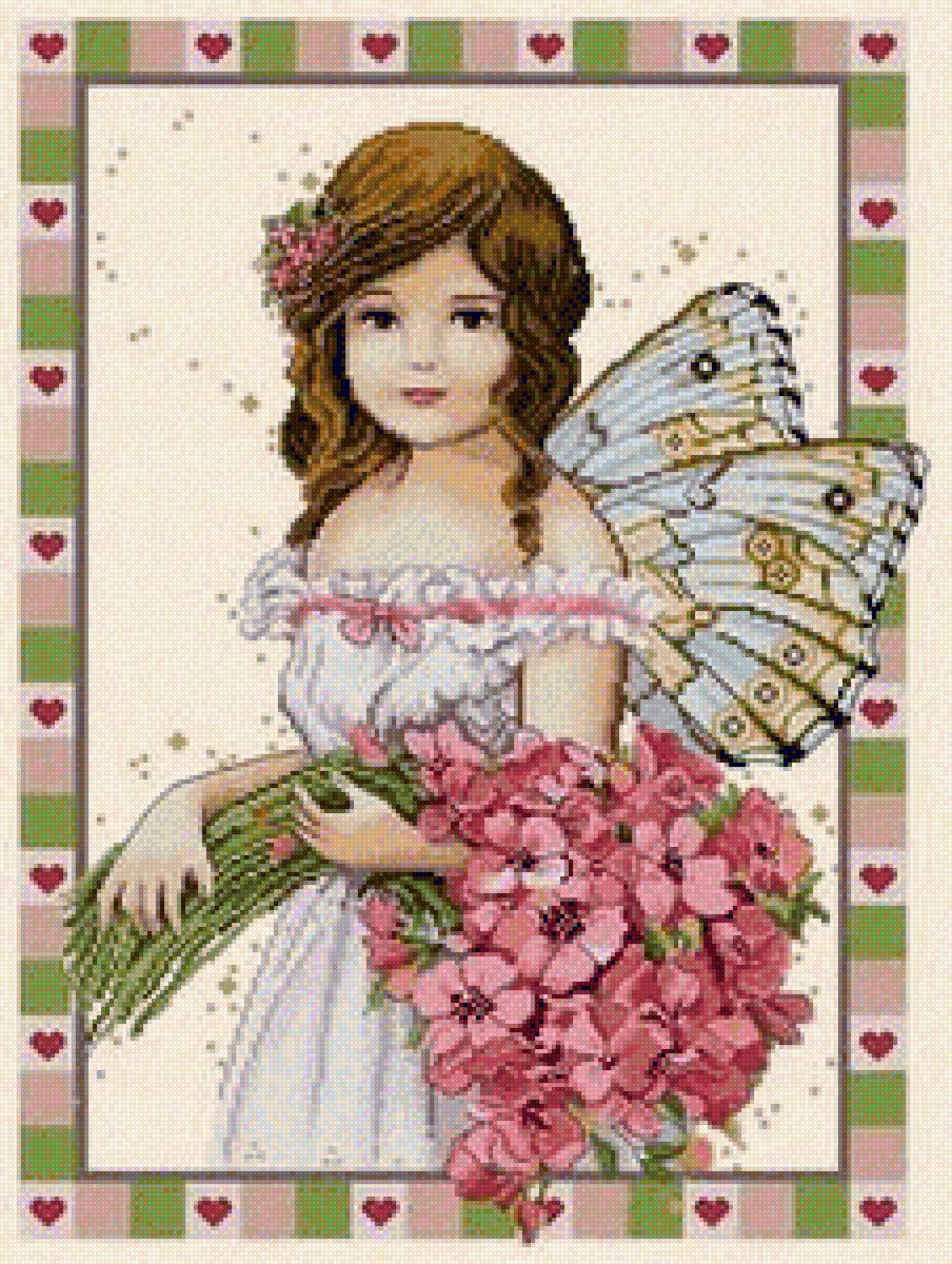Pretty Spring Fairy - little fairy, flowers - предпросмотр