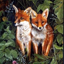 Схема вышивки «Лисички-сестрички»