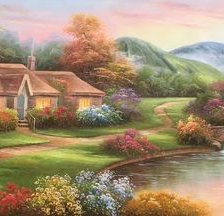 Схема вышивки «Cottage by the River»