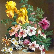 Схема вышивки «Натюрморт с цветами»