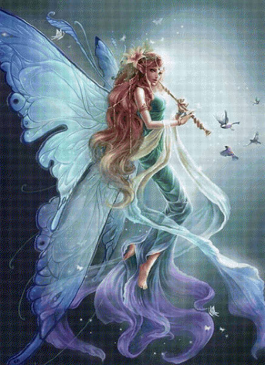 Mariposa azul - paisaje - предпросмотр