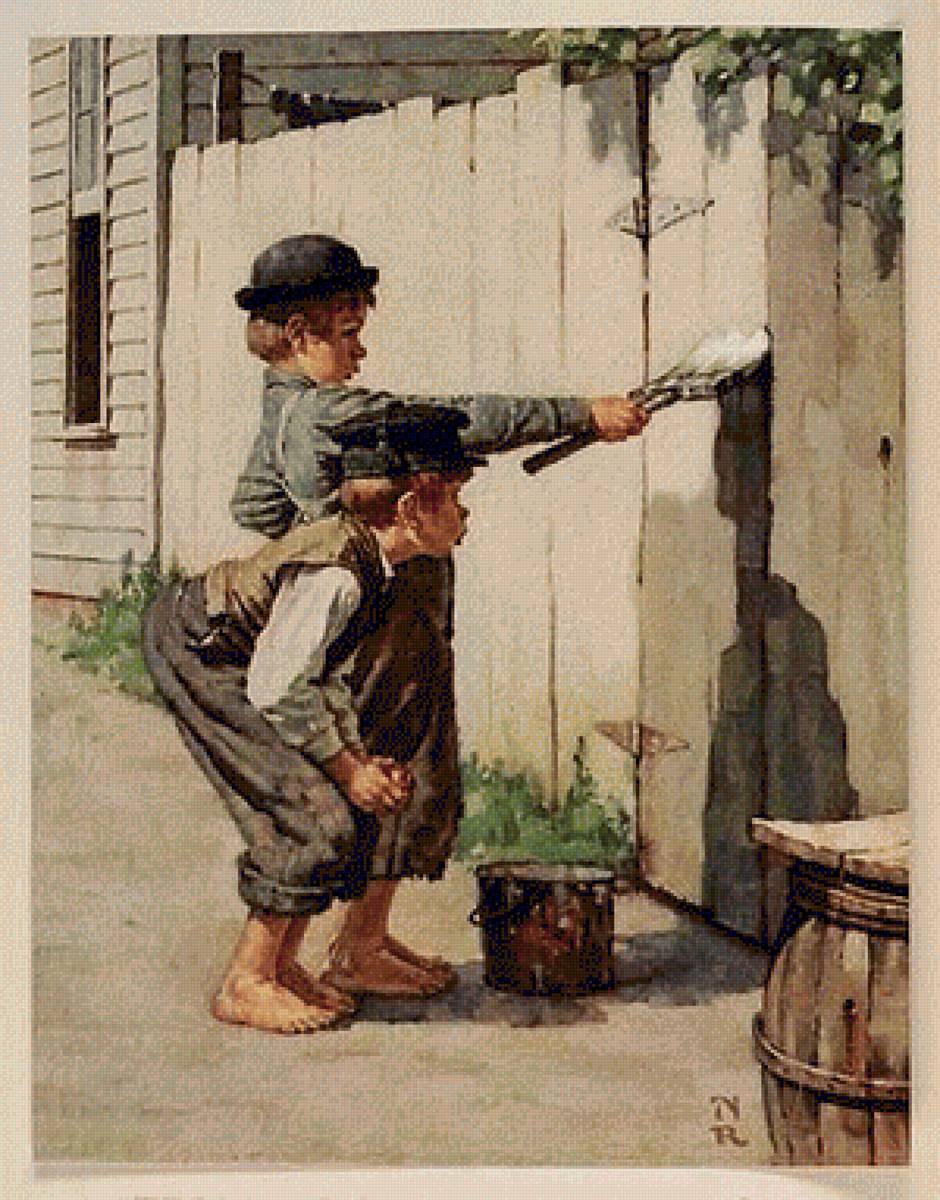 Том Сойер - дети мальчики живопись люди - предпросмотр