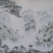 Схема вышивки «Сосна (гохуа от Shigu)»