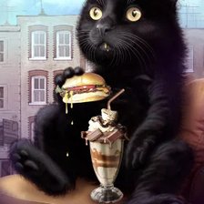 Схема вышивки «Gato comendo lanche.»
