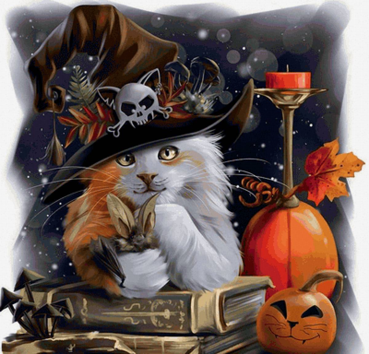 Gato bruxo. - animais. ilustração.fantasia, mistico. - предпросмотр