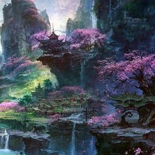 Схема вышивки «Весна в горах»