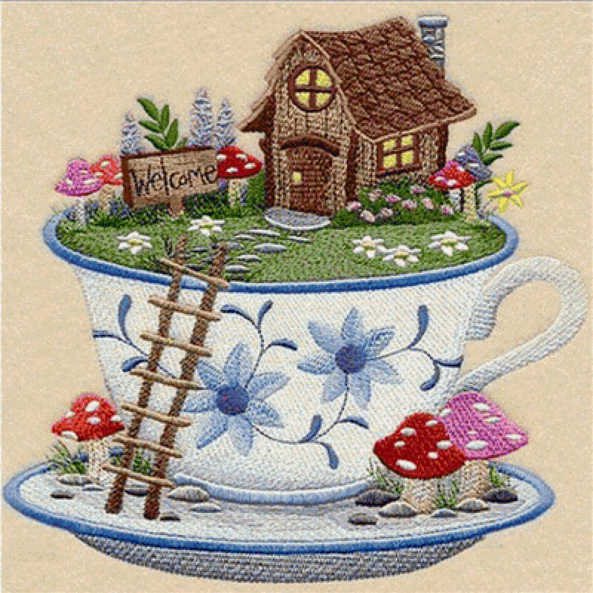 Teacup House Ladder Fairy Land Magical - чашка, дом, лестница - предпросмотр