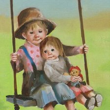 Схема вышивки «nens con columpio»