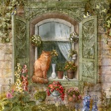 Схема вышивки «Кошки на окошке»