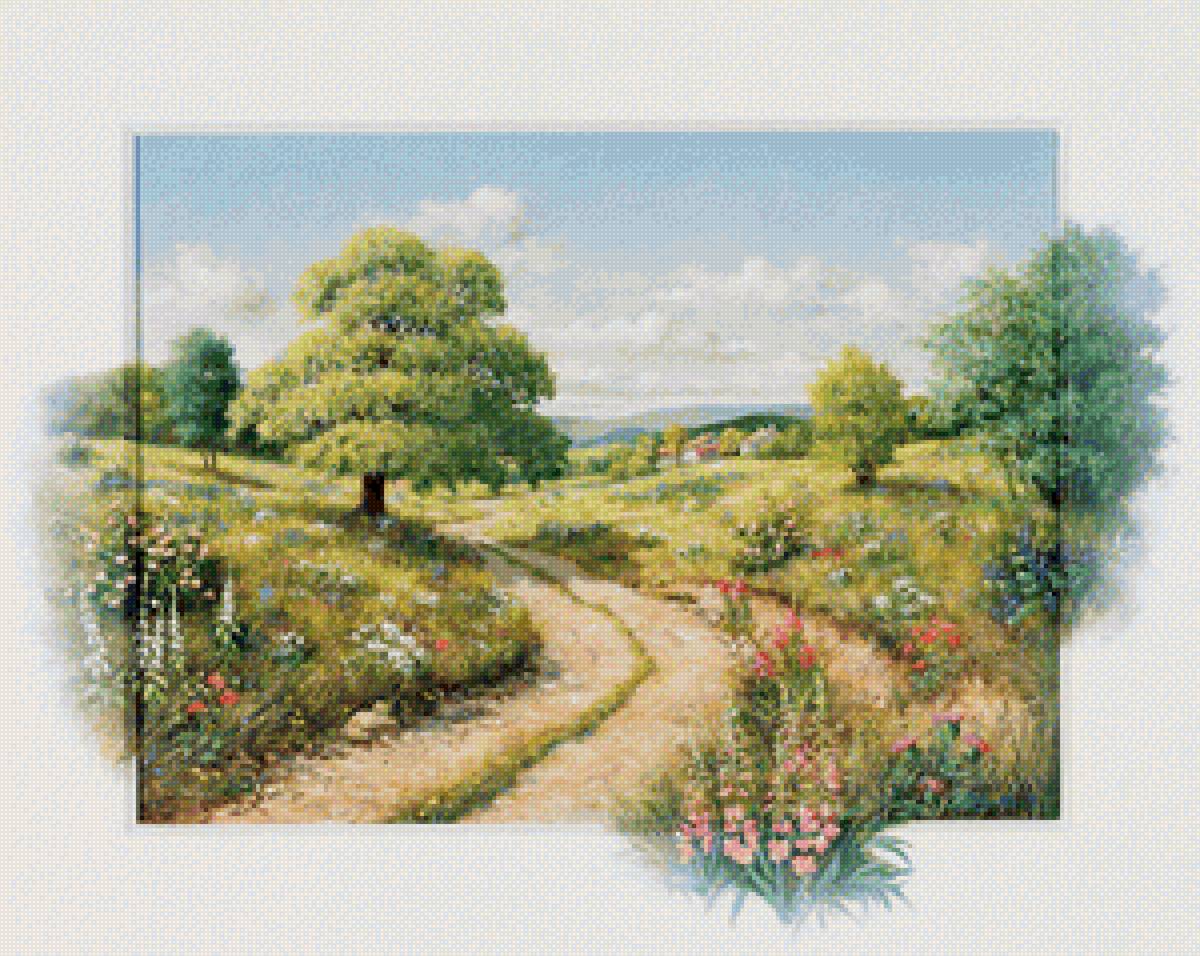 Пейзаж - поле, лето, дорога - предпросмотр