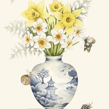 Схема вышивки «jarrón azul»