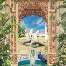 Схема вышивки «Павлины в саду»