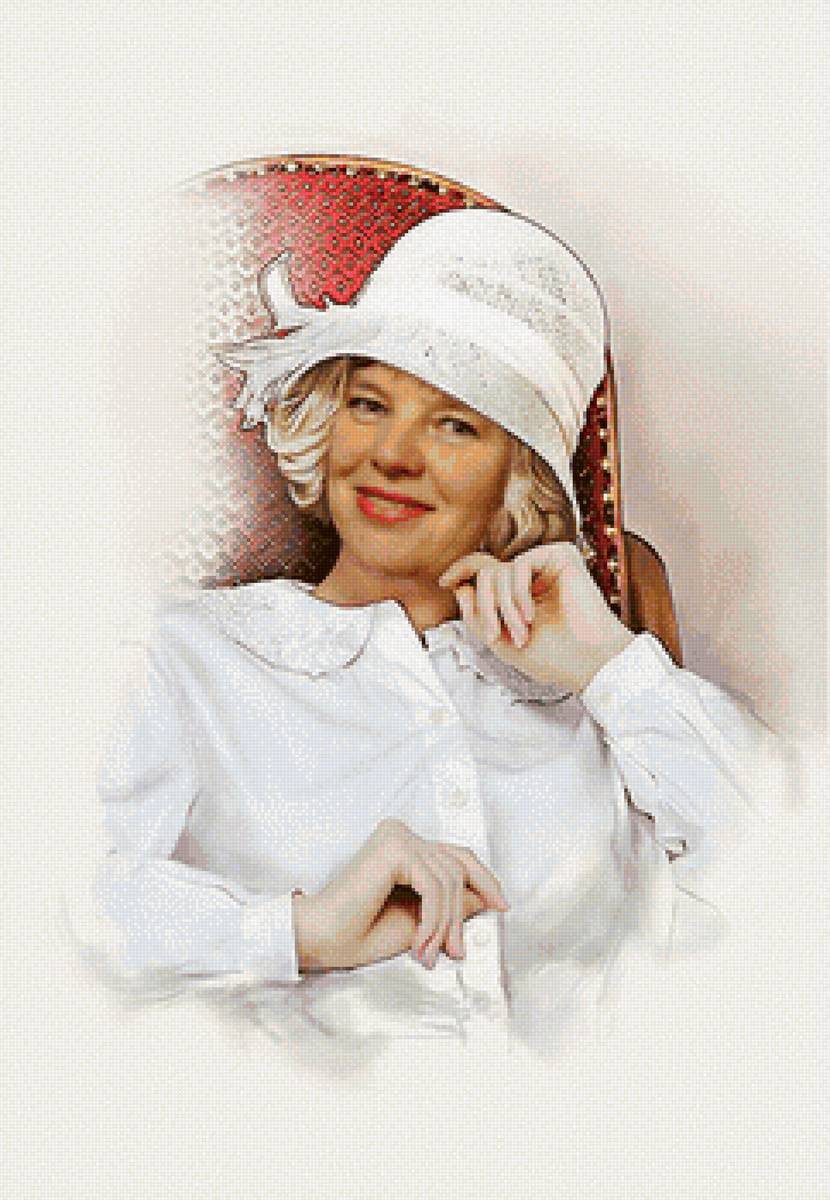 дама в шляпе - портрет - предпросмотр