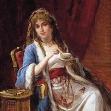 Схема вышивки «девушка в кресле»