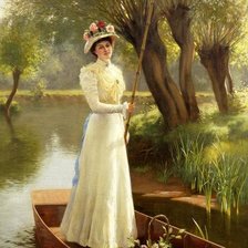 Схема вышивки «дама в лодке»