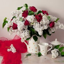 Схема вышивки «сирень с розами»