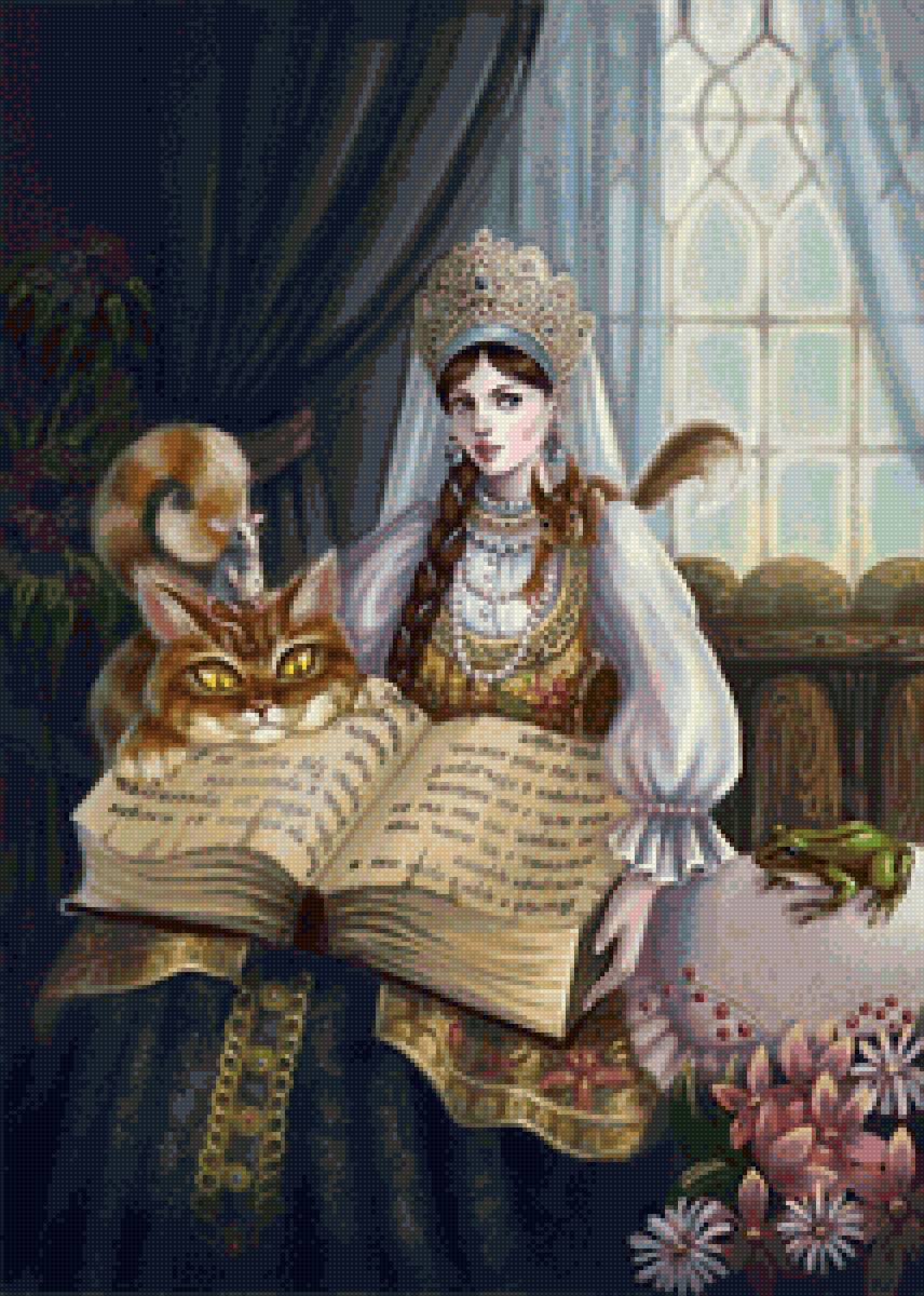 девушка с книгой - картина - предпросмотр