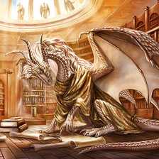 Схема вышивки «Дракон в библиотеке»