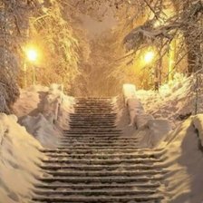 заснеженная лестница 200 х 350