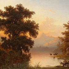 Схема вышивки «Закат на озере»