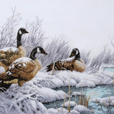 Схема вышивки «гуси зимой»