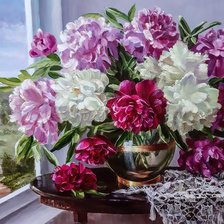 Схема вышивки «Букет пионов»