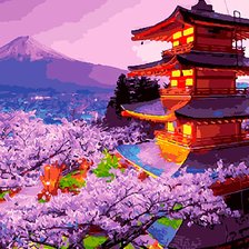 Схема вышивки «Пагода над сакурой»