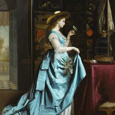 Схема вышивки «дама с птичкой»