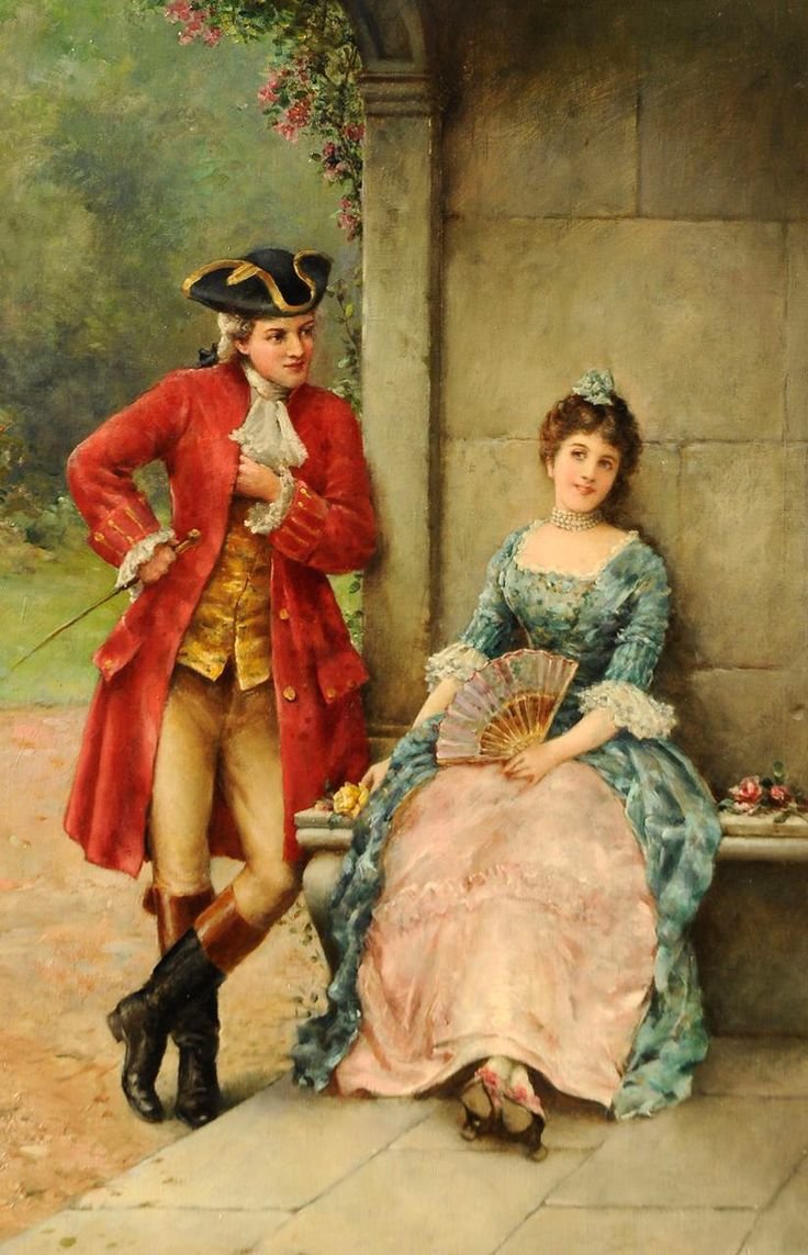 свидание - кавалер, скамейка, беседа, дама - оригинал