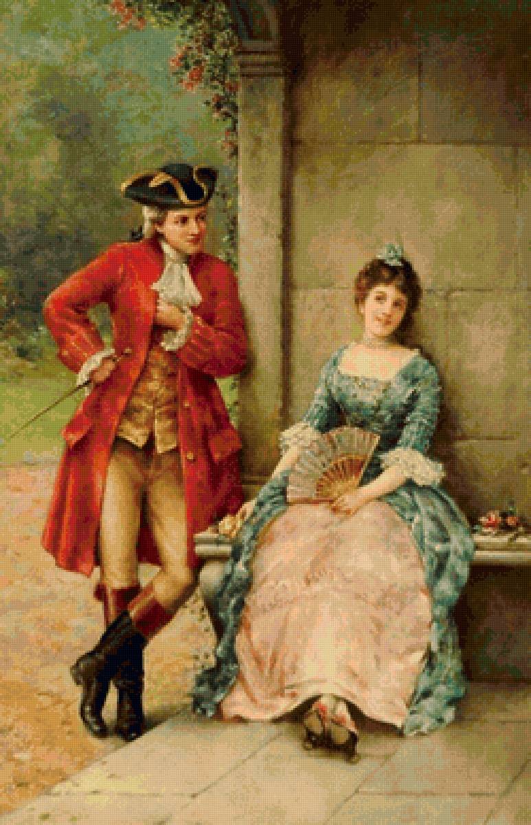 свидание - скамейка, дама, беседа, кавалер - предпросмотр