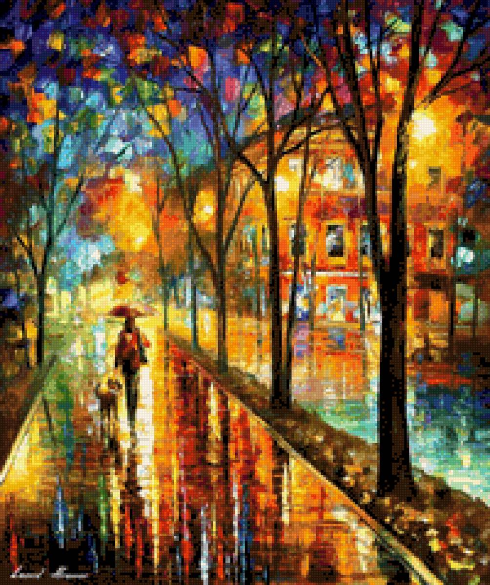 Afremov Walk with Dog - предпросмотр