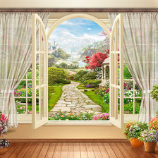 Схема вышивки «вид из окна»