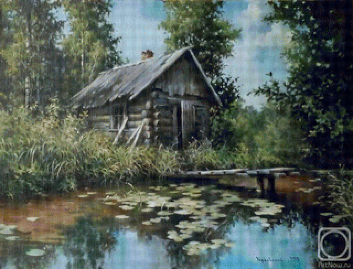 избушка в лесу - картина - предпросмотр