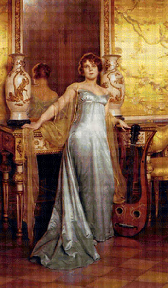 дама с лютней - портрет - предпросмотр