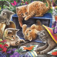 Схема вышивки «котята в саду»