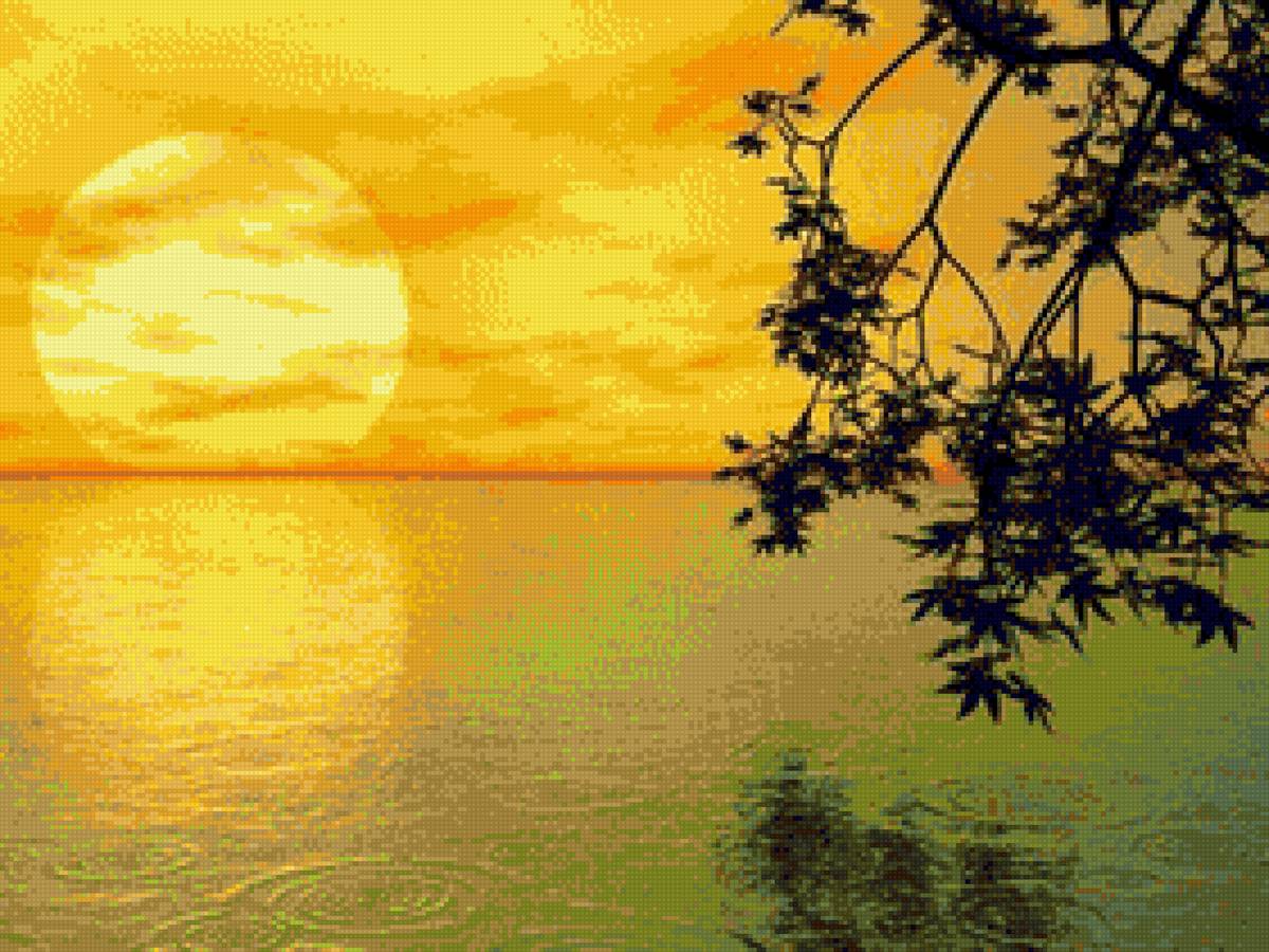 рассвет - солнце, река - предпросмотр