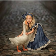 Схема вышивки «девочка с гусем»