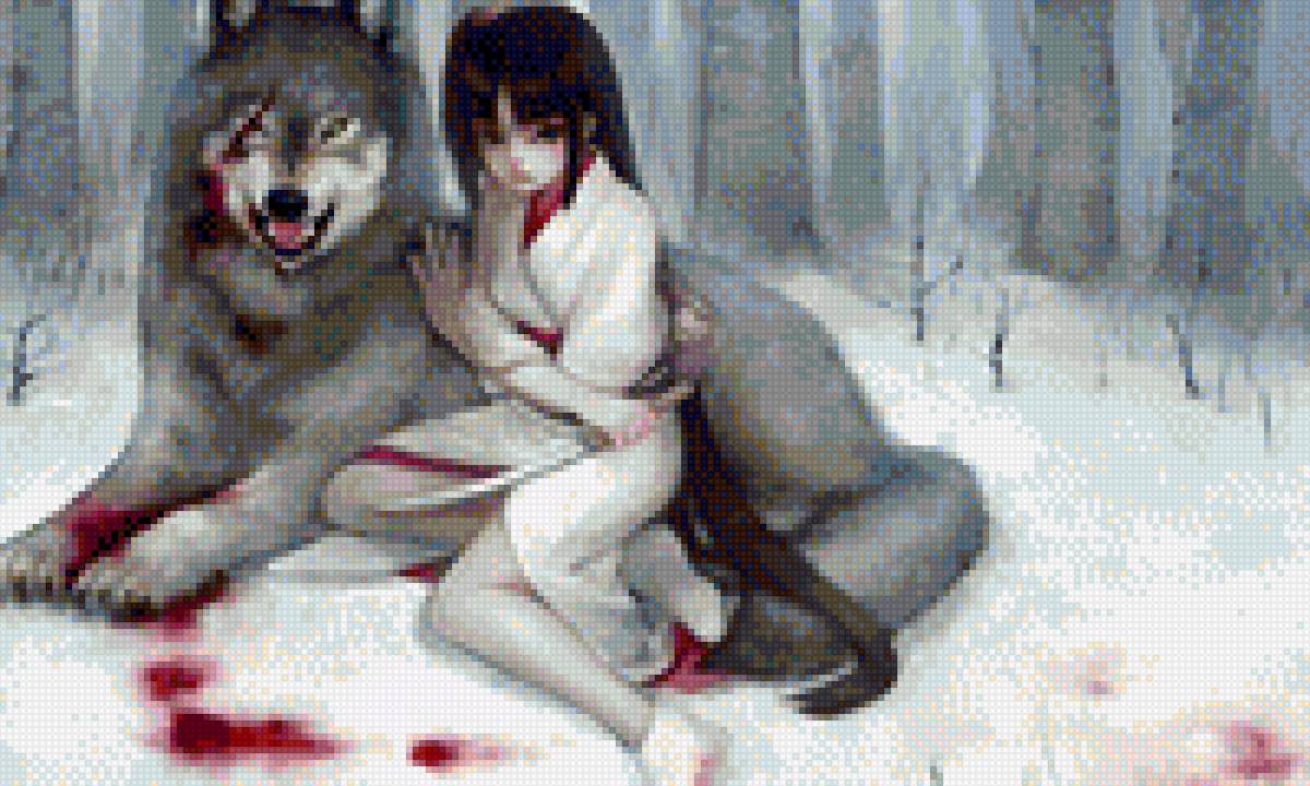 волк и девушка - манго - предпросмотр