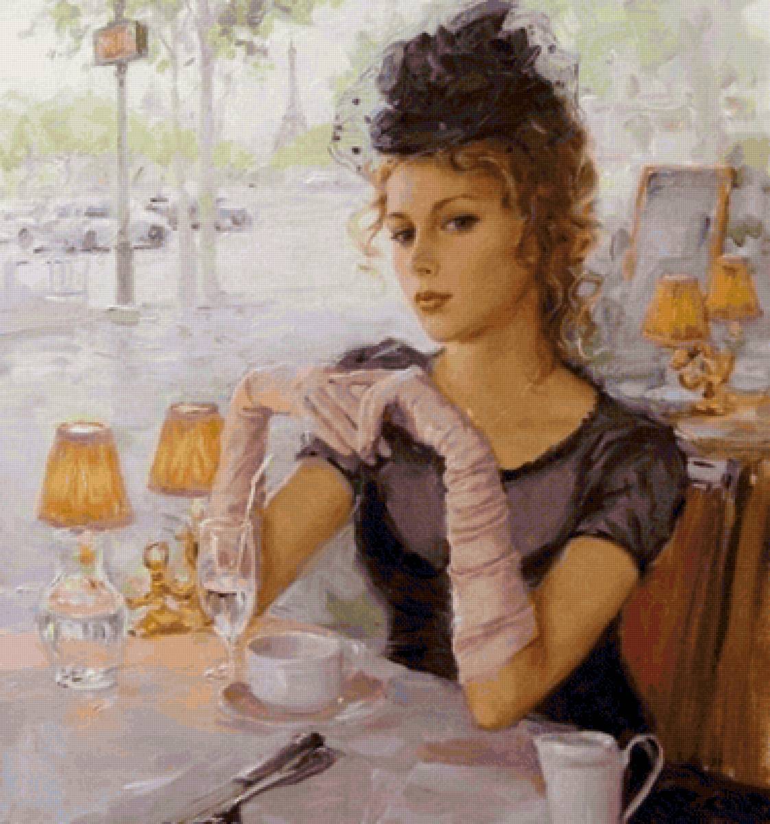 Кофе в кафе - париж, кафе, кофе, девушка - предпросмотр