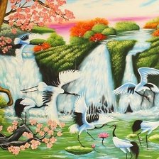 Схема вышивки «Crane Paradise»