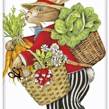 Схема вышивки «Заяц-фермер»